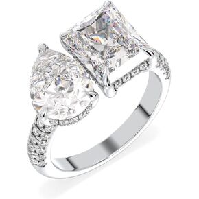 Certified 4.4 - 15.6 Carat Moissanite Engagement Ring for Women, D Color, VVS1 Clarity 925 Sterling Silver with 18K White Gold Plating Solitaire Bridal Ring for Wedding, Anniversary, Mother’s Day Gift in Saudi Arabia