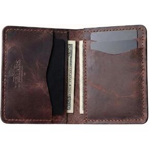 Slim Wallet for Men, Crazy Leather Minimalist Bifold Wallet, Scratch-Resistant Front Pocket Card Holder with Cash Slot, Compact Small Wallet (Tan) in Saudi Arabia