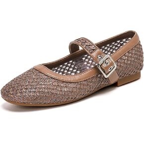 katliu Woven Mesh Flats for Women Round Toe Ballet Flats Mary Jane Flat Shoes with Buckle in Saudi Arabia
