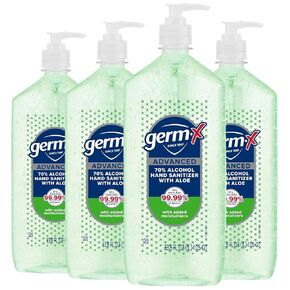 Germ-X Advanced Hand Sanitizer with Aloe and Vitamin E, 1 Liter (Pack of 4), Less Drying Moisturizing Gel, No Rinse Formula, Pump Bottle in Saudi Arabia