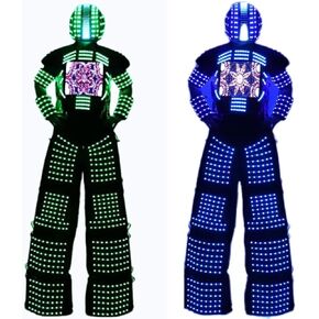 Earthradius Led Robot Stilts Performer Party Halloween Costume Adult, Light Up Robot Cosplay Helmet Outfit DJ Nightclub in Saudi Arabia