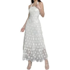 Women See Through Lace Dress Y2k Sexy Sheer Mesh Bodycon Long Dress Spaghetti Strap Sleeveless Cover Up Maxi Dress in Saudi Arabia