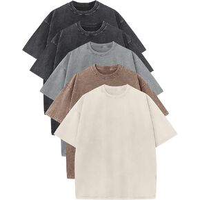 Ogfao Mens Shirts Oversized T Shirts Cotton Acid Wash Unisex Baggy Tees Loose Fit Vintage Heavyweight Comfort T-Shirt in Saudi Arabia