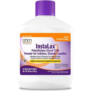 OHM InstaLax Polyethylene Glycol PEG 3350 - Stool Softeners for Constipated Adults, Teens, Men, and Women - Relieves Occasional Constipation, Gentle and Effective Laxative Solution, 26.9 oz (45 Doses) in Saudi Arabia