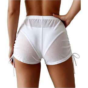 SEGT Women's Sheer Swimsuit Coverup Mesh Side Drawstrings Swim Short Sexy See Through Bikini Cover up in Saudi Arabia