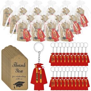 24 Pcs Class of 2026 Graduation Keychains Bulk with Thank You Cards & Organza Bags, 2026 Graduation Gifts for Seniors Graduates Decoration, Rubber Key Ring for College High School Party Favors (Red) in Saudi Arabia