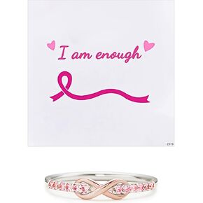 Breast Cancer Awareness Pink Ribbon Ring for Women, I Am Enough Inspirational Ring, Breast Cancer Survivor Support Gift, Cancer Awareness Jewelry with Message Card and Gift Box in Saudi Arabia