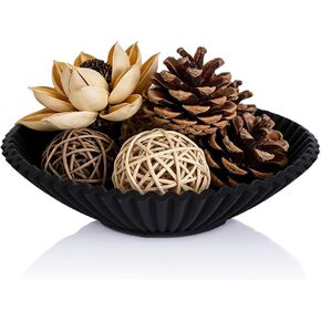 orenm Fluted Decorative Bowl Tray, Artificial Stone Catchall Storage Dish, 8.5 in Modern Handicraft Bowls, Centerpiece & Entryway Decor for Keys and Jewelry, Housewarming Gift（Black） in Saudi Arabia