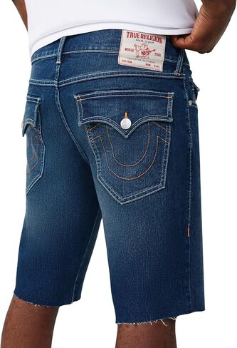 شورت قصير بحاشية خام من ريكي بإبرة واحدة للرجال من True Religion - مزيج من القطن، قماش مطاطي، شورت من الدينيم in Kuwait