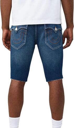 شورت قصير بحاشية خام من ريكي بإبرة واحدة للرجال من True Religion - مزيج من القطن، قماش مطاطي، شورت من الدينيم in Kuwait