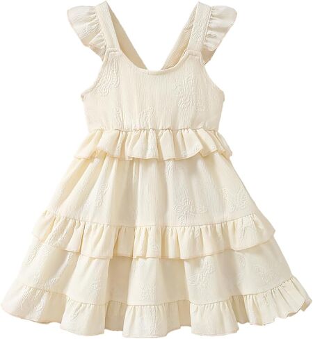 Toddler Girl Dress Summer Clothes Ruffle Sleeveless Baby Girls Butterfly Layered Smock Beach Boho Dresses Sundress in Saudi Arabia
