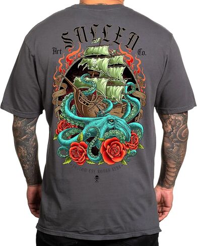 تيشيرت Sullen الرجالي Rough Seas Summer Days Drop Tattoo Lifestyle Graphic Standard بأكمام قصيرة باللون الأسود in Kuwait
