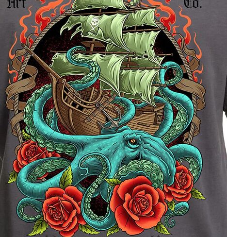 تيشيرت Sullen الرجالي Rough Seas Summer Days Drop Tattoo Lifestyle Graphic Standard بأكمام قصيرة باللون الأسود in Kuwait