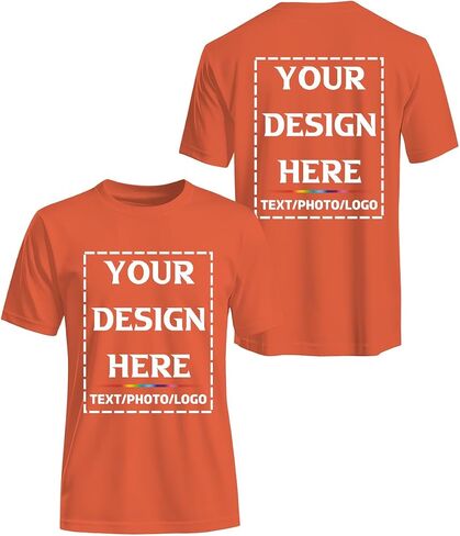 Custom T-Shirts for Men Women – Personalized Shirts with Photo, Logo or Text, Front & Back Custom Design, Cotton Tee ZT in Kuwait
