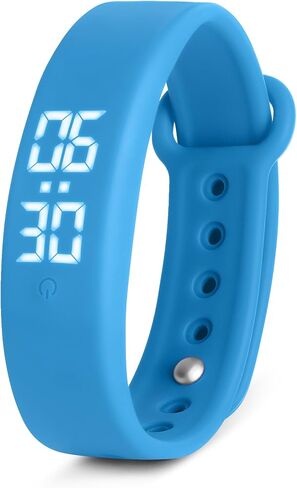 Blue Vibrating Alarm Wristband for Heavy Sleepers with Body Temperature Monitoring Waterproof Noiseless Silent Shock Watch USB Rechargeable for Students Sports Won’t Wake Your Partner in Kuwait