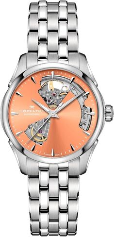 Hamilton Jazzmaster Open Heart Automatic Women's Watch, 36mm Stainless Steel Case, Swiss Made, Apricot Dial Analog Watch, 50m Waterproof, Sapphire Crystal, 3-Hand Movement, Stainless Steel Strap in Kuwait