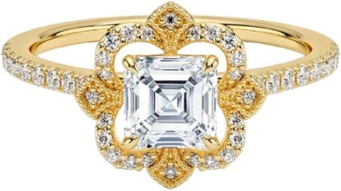 1 قيراط-3 قيراط قطع مويسانيتي خاتم الخطوبة عديم اللون VVS1 10K 14K 18K الذهب الصلب و 925 الفضة الاسترليني آرت ديكو لهجات هالة الذكرى الزفاف خاتم الزفاف هدية للنساء in Kuwait