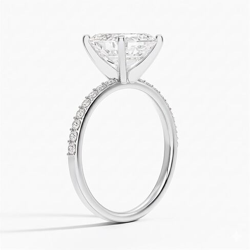 Moissanite Rings for Women 2 CT Princess Cut Engagement Ring Half Coverage Diamond Ring 925 Sterling Silver with 18k White Gold Plated in Saudi Arabia