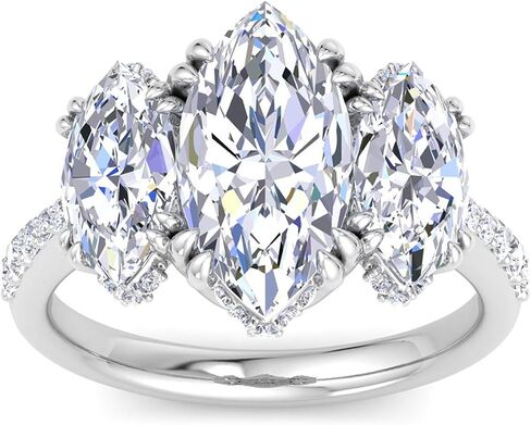 Martha Stewart 5 1/2 Carat Lab Grown Diamond Ring, Three Stone Plus Diamond Engagement Ring in 14 Karat Gold in Kuwait