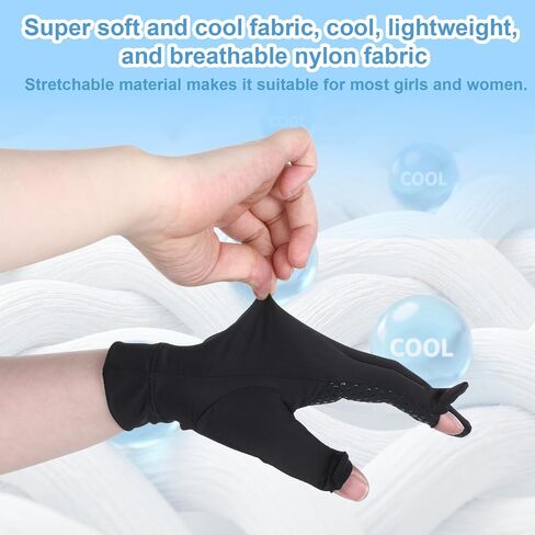 Non Slip Breathable Summer Outdoor Gloves, Ultra Thin Full Finger UV Protection Gloves, Ice Silk UV Gloves, Driving Biking Sunscreen Nail Manicure Gloves for Women in Kuwait