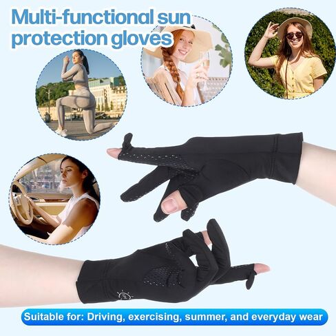 Non Slip Breathable Summer Outdoor Gloves, Ultra Thin Full Finger UV Protection Gloves, Ice Silk UV Gloves, Driving Biking Sunscreen Nail Manicure Gloves for Women in Kuwait