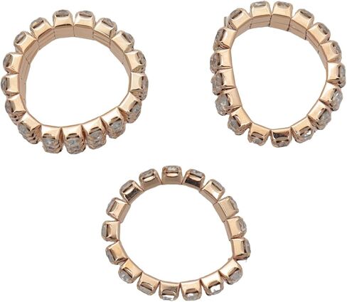 sowaka 6 Pcs Rhinestone Stretch Ring Gold Silver Multi Design Stackable Elastic Finger Rings for Women Halloween Wedding Valentine’s Dary Theme Parties Supplies in Kuwait