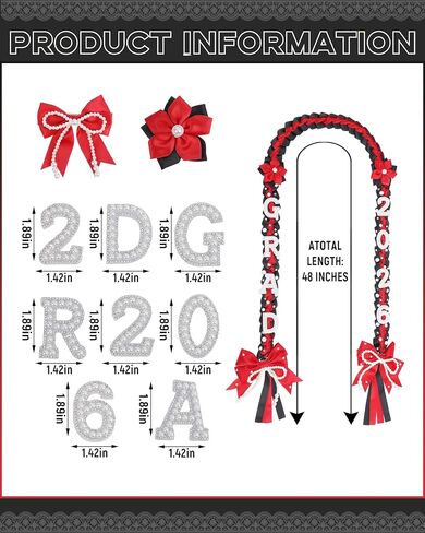 Graduation Money Lei Class of 2026 - Congratulations Grad Leis Pearl Bow Garland Sash for High School in Kuwait
