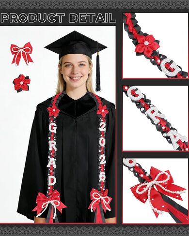 Graduation Money Lei Class of 2026 - Congratulations Grad Leis Pearl Bow Garland Sash for High School in Kuwait