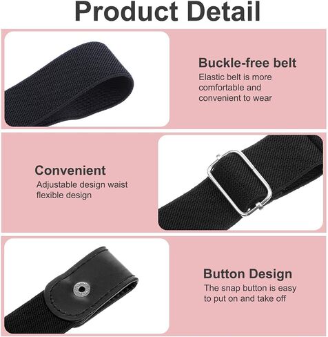 4 Pcs No Buckle Stretch Belt for Women Men, Buckle Free Stretch Belts Adjustable Belts Invisible Elastic Waist Belt for Jeans Pants Skirts in Kuwait