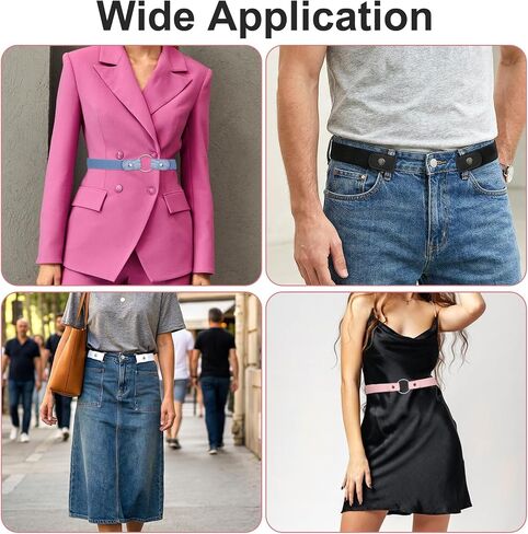 4 Pcs No Buckle Stretch Belt for Women Men, Buckle Free Stretch Belts Adjustable Belts Invisible Elastic Waist Belt for Jeans Pants Skirts in Kuwait