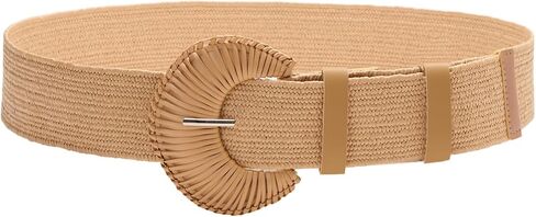 YooAi Straw Woven Belts for Women Dresses Wide Boho Stretch Waist Belt Summer Raffia Belts in Saudi Arabia