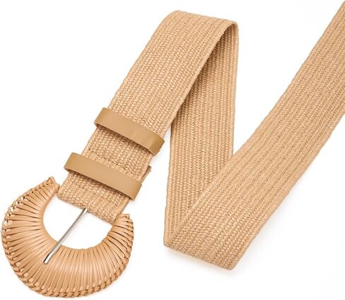 YooAi Straw Woven Belts for Women Dresses Wide Boho Stretch Waist Belt Summer Raffia Belts in Saudi Arabia