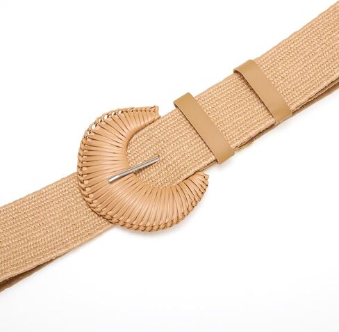 YooAi Straw Woven Belts for Women Dresses Wide Boho Stretch Waist Belt Summer Raffia Belts in Saudi Arabia