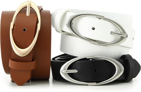 Women Faux Leather Belt for Jeans Pants Fashion Ladies Dress Belts with Gold Oval Buckle in Saudi Arabia