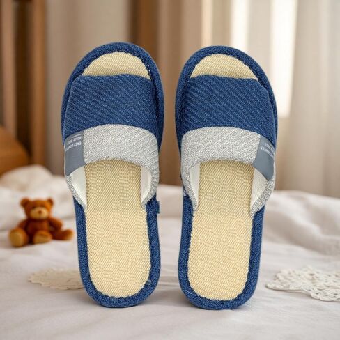 Women Linen Slippers Summer Japanese Style Home Indoor Open Toe Shoes Lightweight Non Slip Soft Sole Bathroom Slides For Men House Use in Saudi Arabia