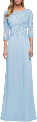 Women's Mother of The Bride Dresses with Sleeve Long Chiffon Lace Formal Wedding Evening Gowns in Saudi Arabia
