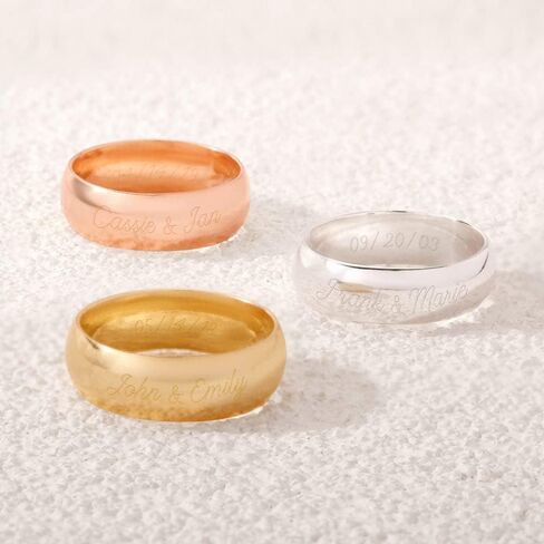 EVE'S ADDICTION Custom Engraved Sterling Silver Men's & Women's 6mm Ring (ring sizes 5 to 13) Personalized Wedding Bands - Class Rings - Initial Ring in Kuwait