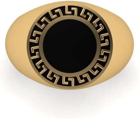 RATNAVALI ARTS 925 Sterling Silver Gold Plated Greek Key Ring for Men - Classic Men’s Ring in Saudi Arabia