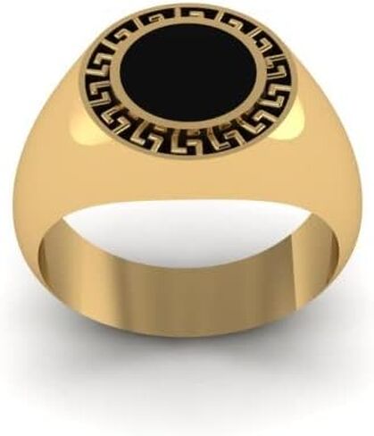 RATNAVALI ARTS 925 Sterling Silver Gold Plated Greek Key Ring for Men - Classic Men’s Ring in Saudi Arabia