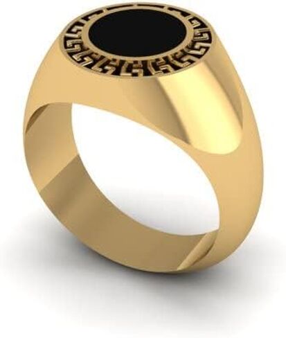 RATNAVALI ARTS 925 Sterling Silver Gold Plated Greek Key Ring for Men - Classic Men’s Ring in Saudi Arabia