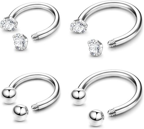 16G Horseshoe Nose Ring for Women Stainless Steel Septum Rings Set Internally Threaded Ball CZ Small Septum Nose Rings Cartilage Helix Daith Tragus Nostril Lip Piercing Jewelry 8mm 10mm in Saudi Arabia