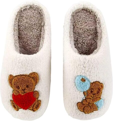 Womens Mens Memory Foam Soft Plush Home Slippers Slip On Non-Slip Fuzzy Outdoor Indoor House Slippers in Kuwait