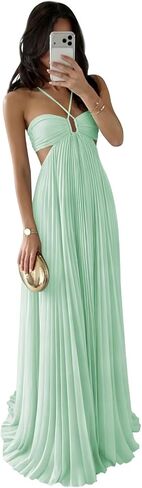 Long Chiffon Bridesmaid Dresses Spaghetti Straps A-Line Pleated Backless Formal Evening Party Dress in Saudi Arabia