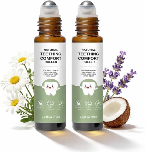Teething Roller, Teething Oil Roller with Chamomile & Rose Oil, Gentle Roll-On Formula, Easy to Use, Portable Daily Care, 2 Pack in Saudi Arabia