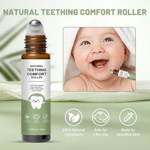 Teething Roller, Teething Oil Roller with Chamomile & Rose Oil, Gentle Roll-On Formula, Easy to Use, Portable Daily Care, 2 Pack in Saudi Arabia