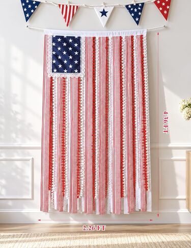 4.3 x 2.3 Ft Rag American Flag Banner – 4th of July Decorations, Patriotic Memorial Day Home & Garden Party Supplies, Independence Day USA Ribbon Wall Hanging (Flag Only) in Saudi Arabia
