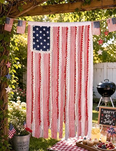 4.3 x 2.3 Ft Rag American Flag Banner – 4th of July Decorations, Patriotic Memorial Day Home & Garden Party Supplies, Independence Day USA Ribbon Wall Hanging (Flag Only) in Saudi Arabia