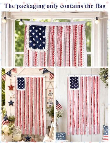 4.3 x 2.3 Ft Rag American Flag Banner – 4th of July Decorations, Patriotic Memorial Day Home & Garden Party Supplies, Independence Day USA Ribbon Wall Hanging (Flag Only) in Saudi Arabia