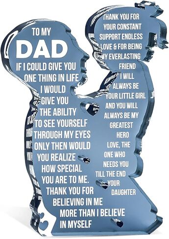 Fathers Day Acrylic Plaque Gifts from Daughter, To My Dad Fathers Day Sign, Heartfelt Gift for Papa, Desktop Plaque for Home Office Bedroom, Best Dad Gifts Anniversary Birthday Presents from Daughter in Saudi Arabia