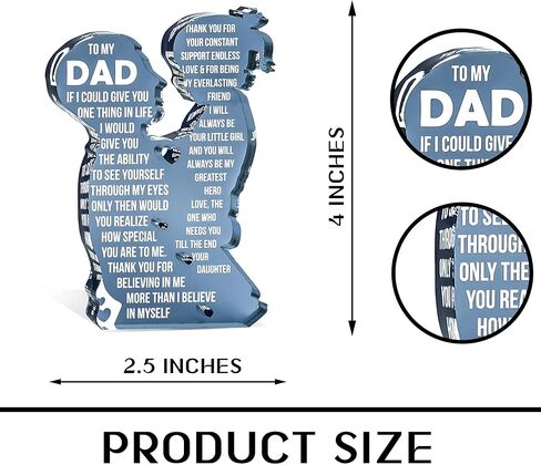 Fathers Day Acrylic Plaque Gifts from Daughter, To My Dad Fathers Day Sign, Heartfelt Gift for Papa, Desktop Plaque for Home Office Bedroom, Best Dad Gifts Anniversary Birthday Presents from Daughter in Saudi Arabia